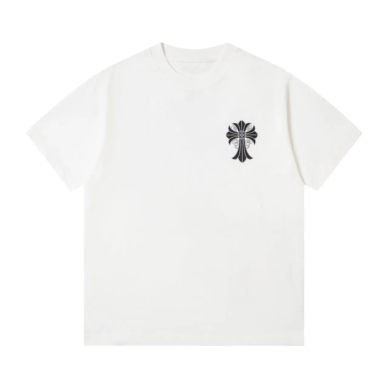 🅿️170 ChromeHearts/Chrome Hearts 24ss round neck T-shirt Original fabric Official same style Short-sleeved T-shirt Customized 260g same vat dyed fabric Very comfortable to the touch Latest brick cabinet synchronization for spring and summer Fashionable and individual Super versatile and good-looking Very suitable for both men and women A must-have item Hang tag Collar label Washed wheat Complete with three standards Color: Black White Size: XS-L